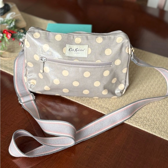 Cath Kidston Handbags - Cath Kidston Button Spot Crossbody Bag Gray Oilcloth